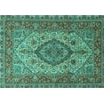 thumbnail image 1 of Ahgly Company Indoor Rectangle Medallion Turquoise Blue Traditional Area Rugs, 5' x 8', 1 of 4