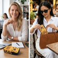 thumbnail image 4 of SEANATIVE Double Eyeglass Case Zipper Glasses Case Sunglasses Pouch for 2 Pairs of Eyeglasses Sunglasses, Multifunctional Eyewear Organizer Portable Eyewear Accessories, Cute Giraffe Print, 4 of 7