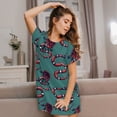thumbnail image 3 of Easygdp Snake And Rose Camisón de manga corta para mujer, informal, estampado, 3 of 6