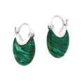 thumbnail image 4 of Trendy Malachite Disc on Sterling Silver Huggie Hoop Earrings, 4 of 5