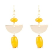 Yellow Jade Crescent Earrings