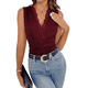 thumbnail image 1 of Body de Encaje Transparente para Mujer, Sin Mangas, con Escote en V Profundo Vino Tinto S, 1 of 7