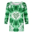 thumbnail image 2 of Craaazy Ladies' Round Neck 3/4 Sleeve T-shirt Loose Holiday Long Sleeved Tops Gifts, 2 of 5