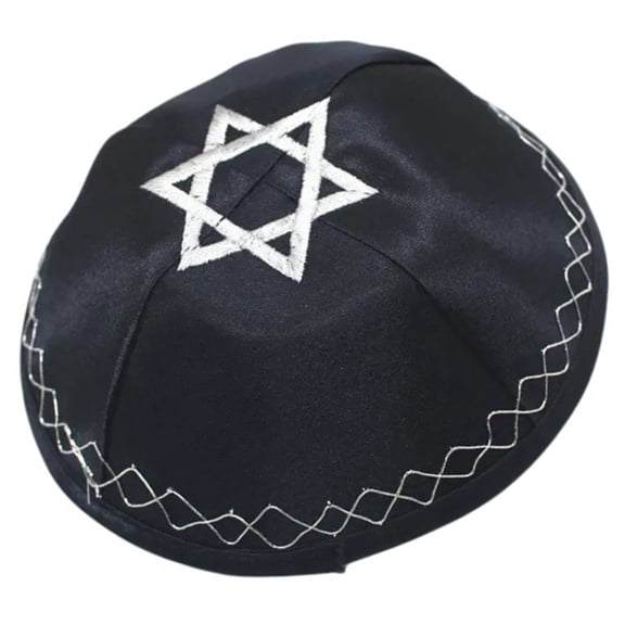 Embroidery Star Jewish Hat for Men Breathable Israel National Kippah Hat Yarmulke Hat Traditional Jewish Kippah