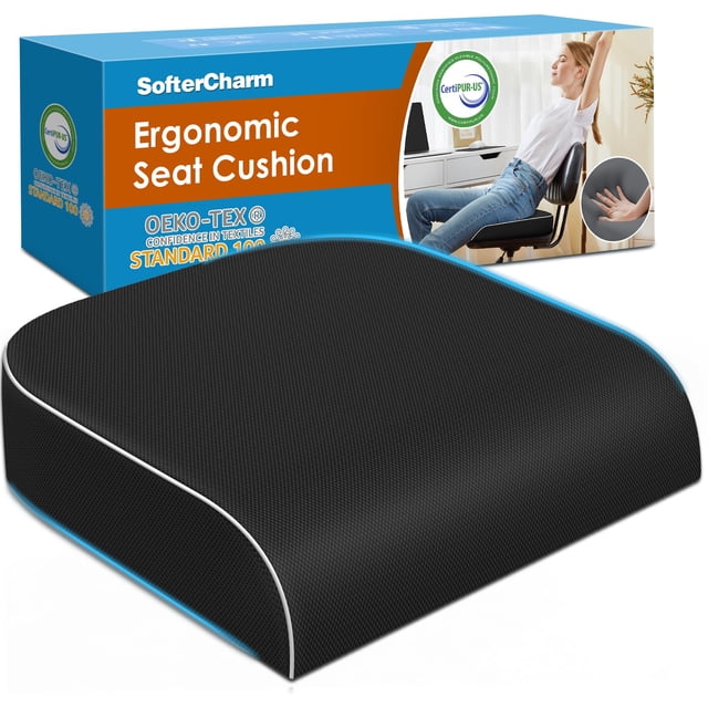 Cojín SofterCharm de espuma viscoelástica para silla de oficina, color negro