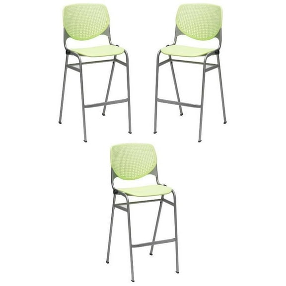 Home Square Stack Steel Frame Barstool in Lime Green Finish - Set of 3