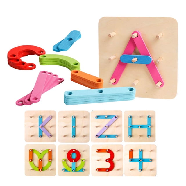 Set de actividades de construcción Kizh, juguete de madera con letras y números