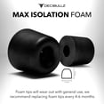 thumbnail image 3 of Decibullz - Custom Molded Earplug, Earphone, and Earbud Replacement Tips (5 Pack), Large, Memory Foam (New), 3 of 4
