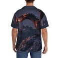 thumbnail image 3 of Balery Fire Breathing Dragon Twilight Camisa Casual de Manga Corta con Botones para Hombre, Texturizada, Estilo Cubano, para Playa, Verano-Small, 3 of 5
