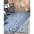 thumbnail image 2 of Unique Loom Safari Collection Léopard Animal Print Transitionnel Tapis d'Intérieur et d'Extérieur, 7 x 10 Pieds, Bleu/ivoire, 2 of 5