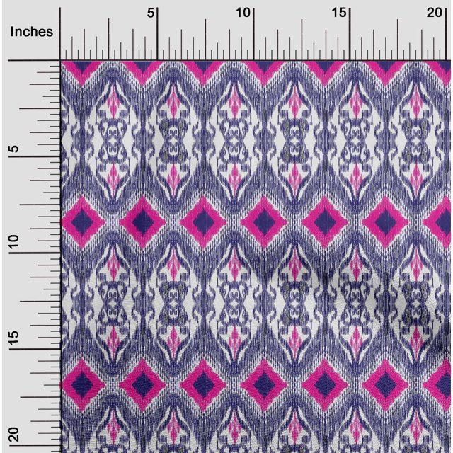 oneOone Cotton Poplin Fabric Geometric Ikat Print Fabric BTY 56 Inch Wide