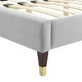 thumbnail image 6 of Tufted Platform Bed Frame, Full Size, Velvet, Light Grey Gray, Modern Contemporary Urban Design, Bedroom Master Guest Suite, 6 of 10