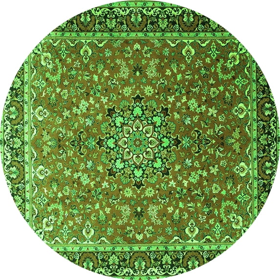 Ahgly Company Indoor Round Persian Green Traditional Area Rugs, 4' Round