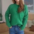 thumbnail image 6 of Byworldtasic Womens Sweaters Womens Oversized Sweater Long Sleeve Crewneck Ribbed Knit Pullover Casual Chunky Trendy Sweaters Green, 6 of 6