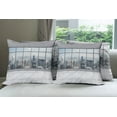 thumbnail image 6 of Ambesonne City Throw Pillow Cover 4 Pack, Big Window Downtown View, 16", Grey White, 6 of 7
