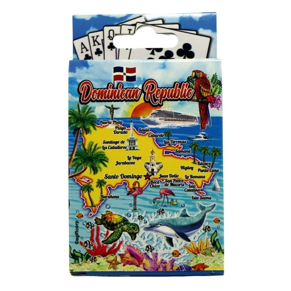Dominican Republic Map Collectible Souvenir Playing Cards With Header