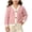 Pink, variant on Girls Cotton Knit Cardigan Sweater V Neck Three Buttons Color Contrast Trim Soft Long Sleeve Preppy Versatile Outerwear for Campus Daily Wear