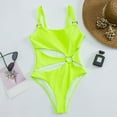 thumbnail image 5 of Sngxgn Women's Swimsuit Tummy Control Bathing Suits Vintage Retro Push up Swimwear(Green,L), 5 of 6