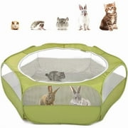 Pawaboo Small Animals Playpen, Waterproof Small Pet Cage Tent with Zippered Cover, Portable Outdoor Yard Fence with 3 Metal Rod for Kitten/Puppy/Guinea Pig/Rabbits/Hamster/Chinchillas, Green