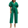 thumbnail image 3 of PNTUTB Women’s Fashion V-Neck Short Sleeve ASdjustable Strap Zipper Pockets Jumpsuit Pants, 3 of 7