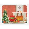 thumbnail image 1 of Cozy Bath Mat, Cartoon Design Living Room Look with Christmas Essential Tree and Present Boxes, Plush Bathroom Decor Mat with Non Slip Backing, 29.5" X 17.5", Multicolor, by Ambesonne, 1 of 2
