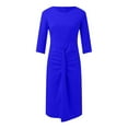 thumbnail image 4 of Sngxgn Women's V Neck Sleeveless Ruched Bodycon Party Dress(Blue,XL), 4 of 5
