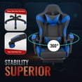 thumbnail image 5 of Reclining Leather Gaming Chair w Ergonomic Support High Back Massage Wheels Blue, 5 of 12