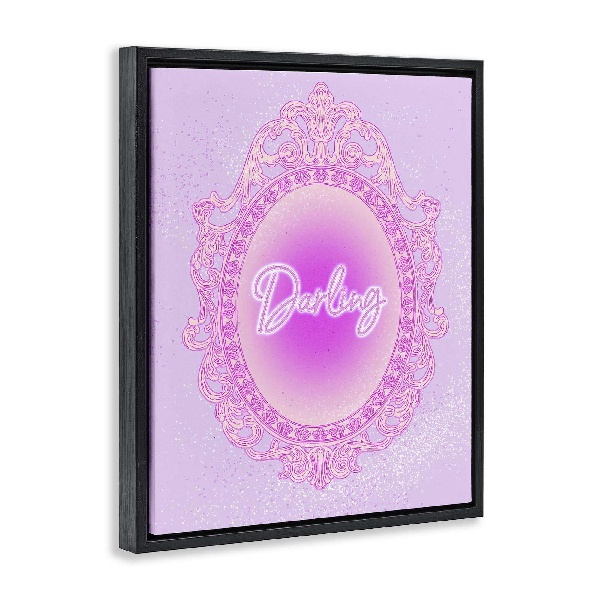 Stupell Industries Darling Ornate Mirror Black Framed Floater Canvas Wall Art, design by Ziwei Li