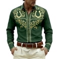 thumbnail image 4 of JAJAHO Button Up Shirts Men Cowboy Long Sleeve Ethnic Style Print Collared Retro Casual Slim Fit Shirt For Men Cozy Tops, 4 of 4