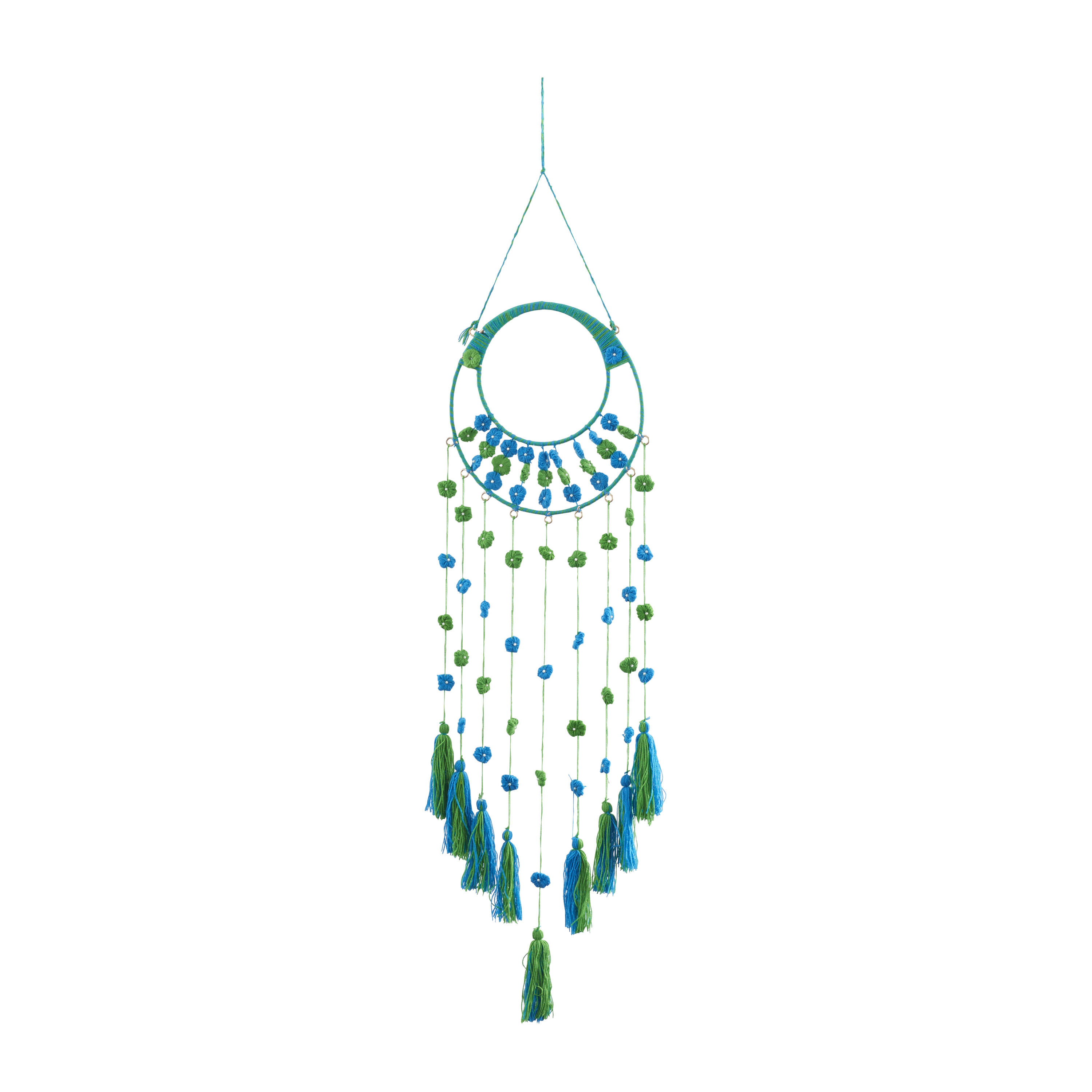 DecMode 13"W, 47"H Metal Bohemian Wall Decor, Blue, 1-Piece