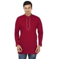 thumbnail image 1 of Chemise Kurta Courte en Coton pour Homme Vêtements Mode Inde (Bordeaux, S), 1 of 5