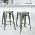 thumbnail image 2 of JUMMICO 24 Inches Metal Bar Stools  Barstools Stackable High Backless Stools Vintage Indoor Outdoor Stackable Kitchen Stools Set of 4 (Silver), 2 of 12