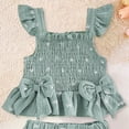 thumbnail image 4 of CAUYDY Toddler Girl Outfits Baby Girl Summer Clothes Sleeveless Ruffle Dress Tops and Shorts Clothing Sets 12M-4Y (Sizes 6-12 Months,D01-Green), 4 of 4