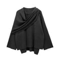 thumbnail image 1 of Ropa de mujer con bufanda asimétrica abrigo corto de punto, 1 of 1