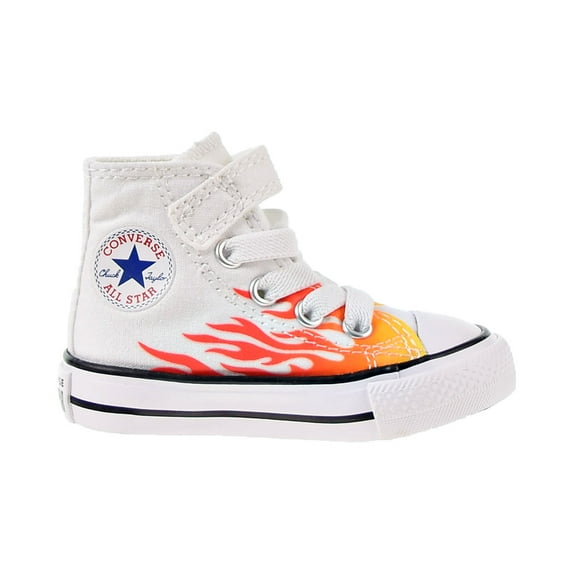 Converse Chuck Taylor All Star 1V HI Flames Toddler Shoes White-Red-Yellow 766198f