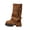 Brown, variant on Women's Slouchy Mid Calf Boots Faux Suede Buckle Side Zipper Platform Lug Sole Retro Casual Combat Boots