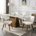 thumbnail image 2 of Dayalane Mid Century Modern Dining Chairs Set of 2, Upholstered Sherpa Fabric with Curved Wingback, Solid Wood Legs for Kitchen, Dining Room, Bistro, White, 2 of 6