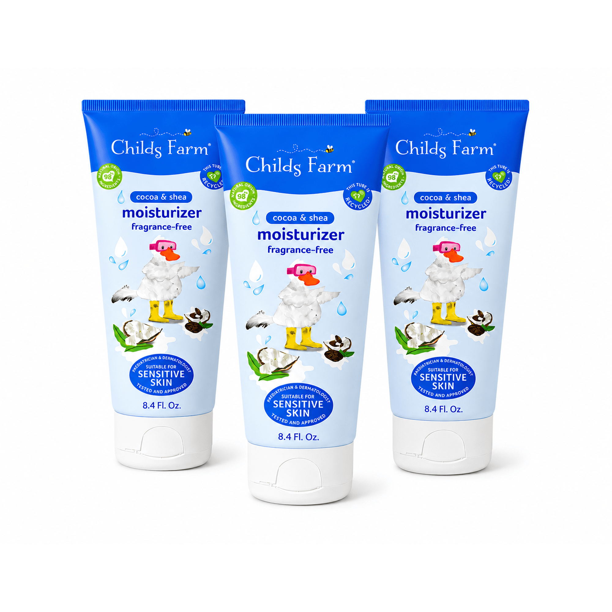 Childs Farm Fragrance-Free Moisturizer, 250ml, Hypoallergenic, Unisex 3 Pack
