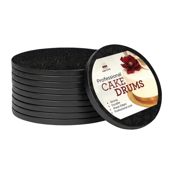 Cake S.O.S 10 Inches Black Round Cake Drum Board, 1/2″ Thick, (6-Pack)
