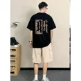 thumbnail image 3 of Conjunto de pantalones cortos para hombre, trajes deportivos, alfabeto blanco, oferta de dos piezas, camisetas masculinas emo juveniles, conjuntos cortos, tendencias, disfraces elegantes y sueltos, 3 of 4