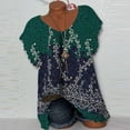 thumbnail image 2 of T-Shirt à Col Rond à Imprimé Floral pour Femmes à Manches Courtes, 2 of 4