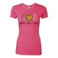 thumbnail image 3 of Peace Love Breast Cancer Awareness Breast Cancer Awareness Womens Slim Fit Junior Tee, Hot Pink, Small, 3 of 5