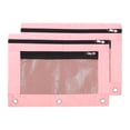 thumbnail image 1 of Unique Bargains Oxford Cloth Mesh Zipper Binder Pouch, Light Pink, 2 Pack, 1 of 7