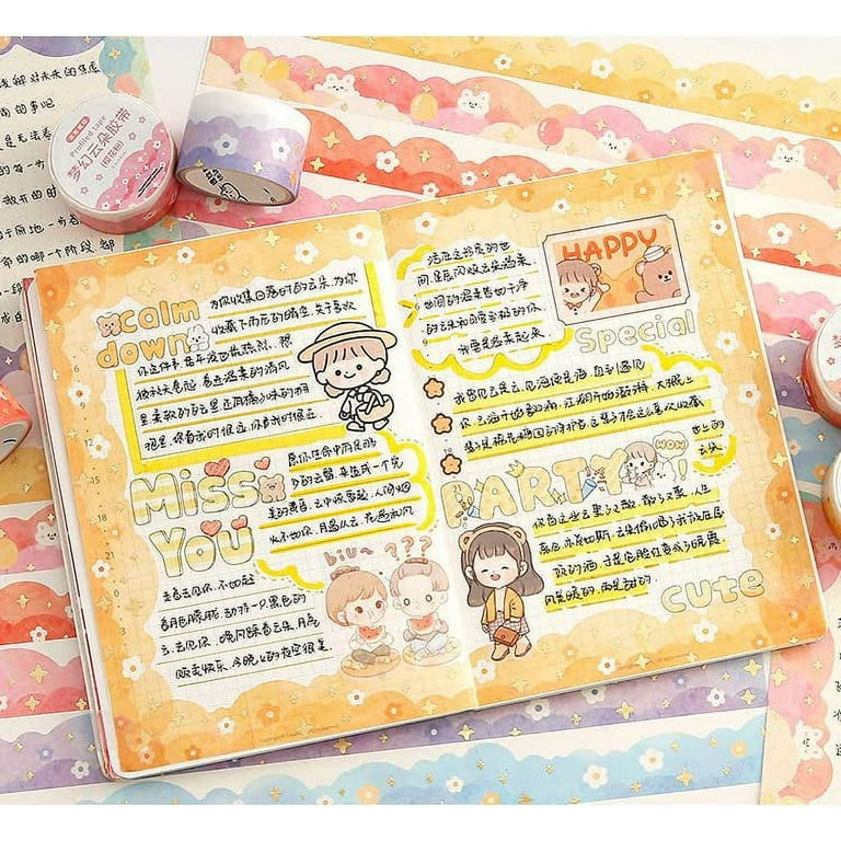 DanceeMangoos Kawaii Washi Tape Set - 7 Packs Cute Washi Paper