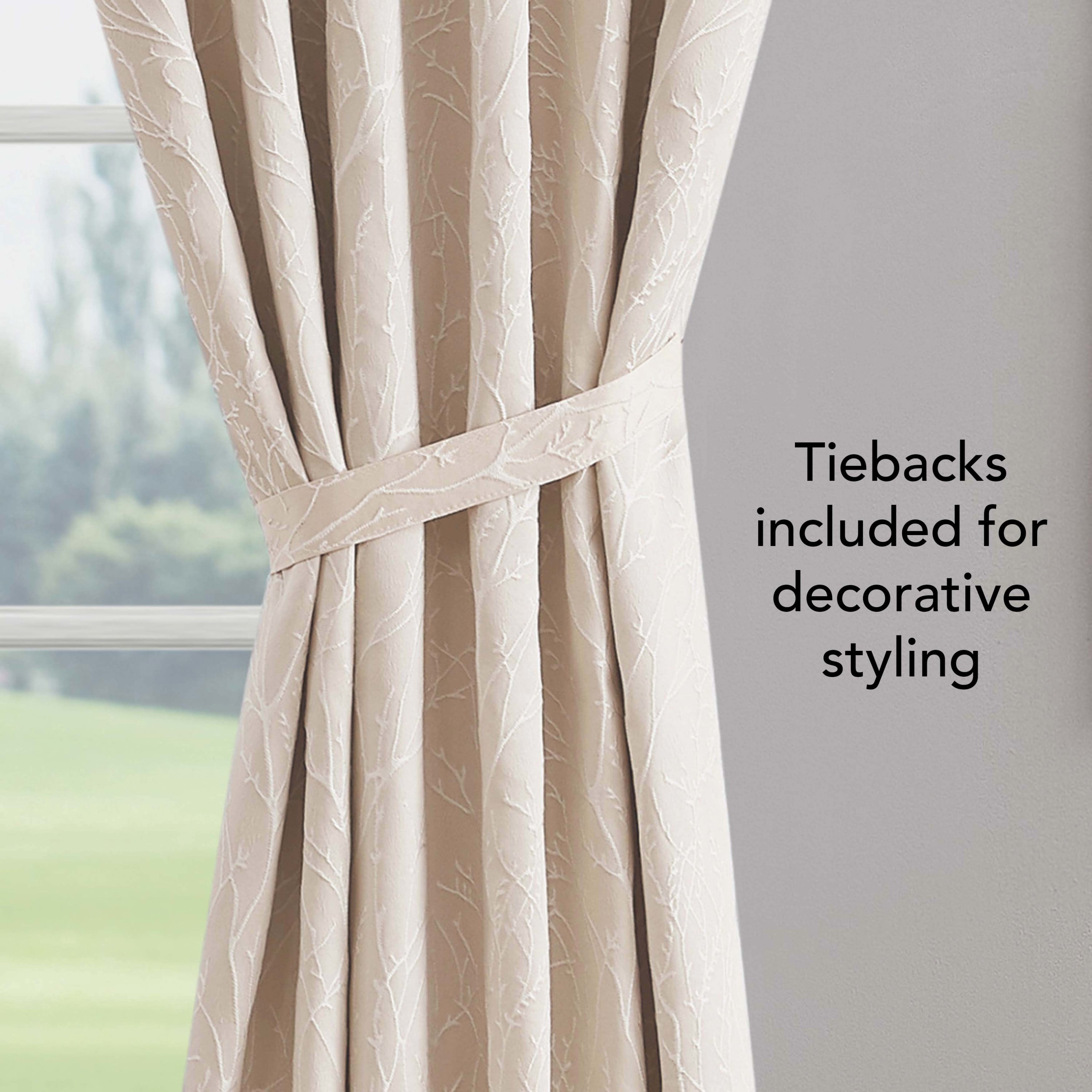 Collins Blackout Window Curtain Panels with Tiebacks, Back Tab, Champagne, 50" x 96"