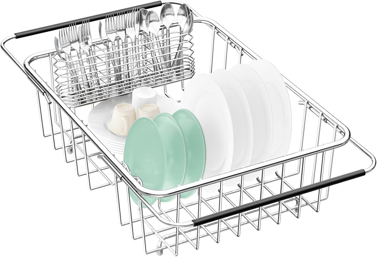 Sabatier Expandable Stainless Steel Dish Rack with Rust-Resistant