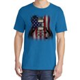 thumbnail image 2 of Wild Bobby, Flag Guitar, Streetwear, Garment-Dyed Washed Look Short Sleeve T-Shirt, Cobalt, 2XL, 2 of 3