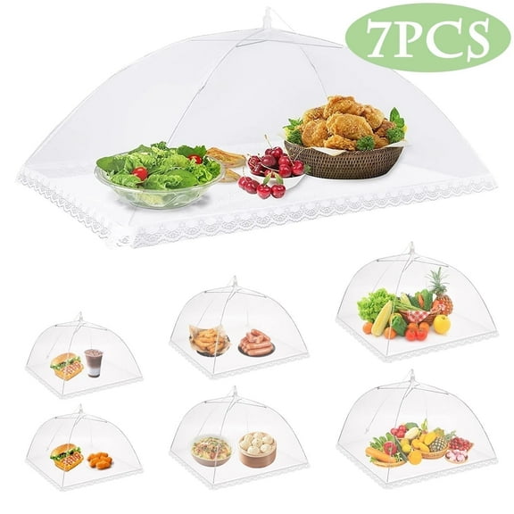Food Covers for Outside Pop-up Food Tents Mesh to Keep Bugs away Reusable Collapsible Food Nets for Picnic Party BBQ Fruit 7 Pack Various Size