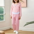 thumbnail image 2 of xaoyunyn Girls 2 Piece Tracksuits Outfits Casual Half Button Down Long Sleeve Hoodies Wide Leg Pants Set 3-8 Years, 2 of 6
