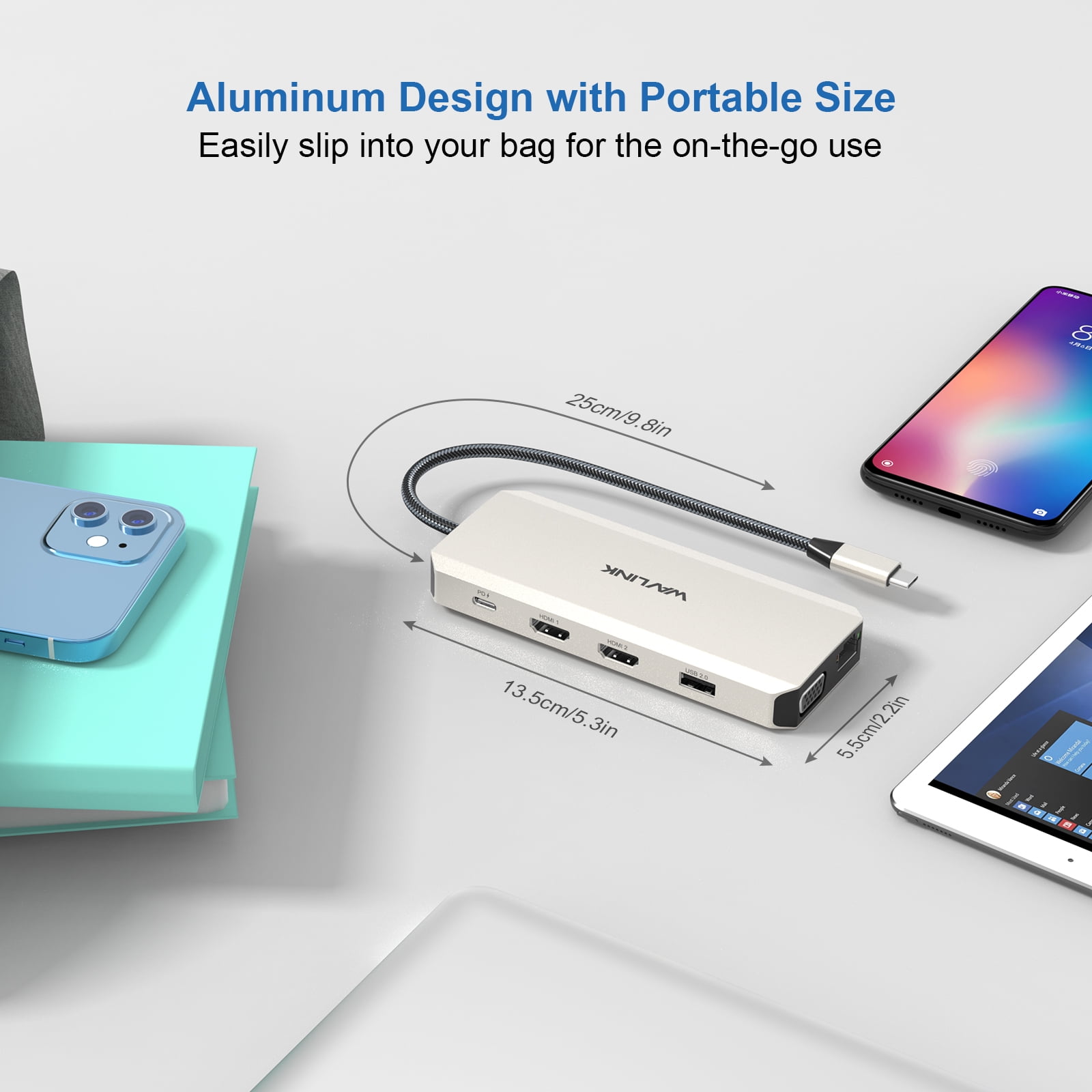 Wavlink USB C Dock 85W Charger USB C Hub, Dual Monitor 4K@30Hz HDMI, 2K@60Hz VGA, USB 3.0, USB 2.0, SD/TF, Gigabit Ethernet
